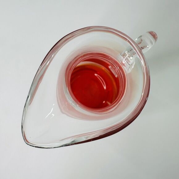 Clear Red Base Art Glass Pitcher Barware Cocktail Party Water Heavy READ - Picture 5 of 13